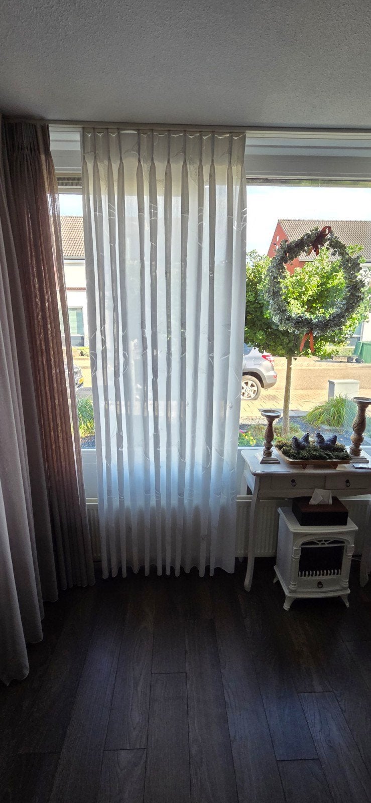 Inbetween gordijnen met bloemenpatroon, 6 banen, Huis en Inrichting, Stoffering | Gordijnen en Lamellen, Ophalen, 238 cm