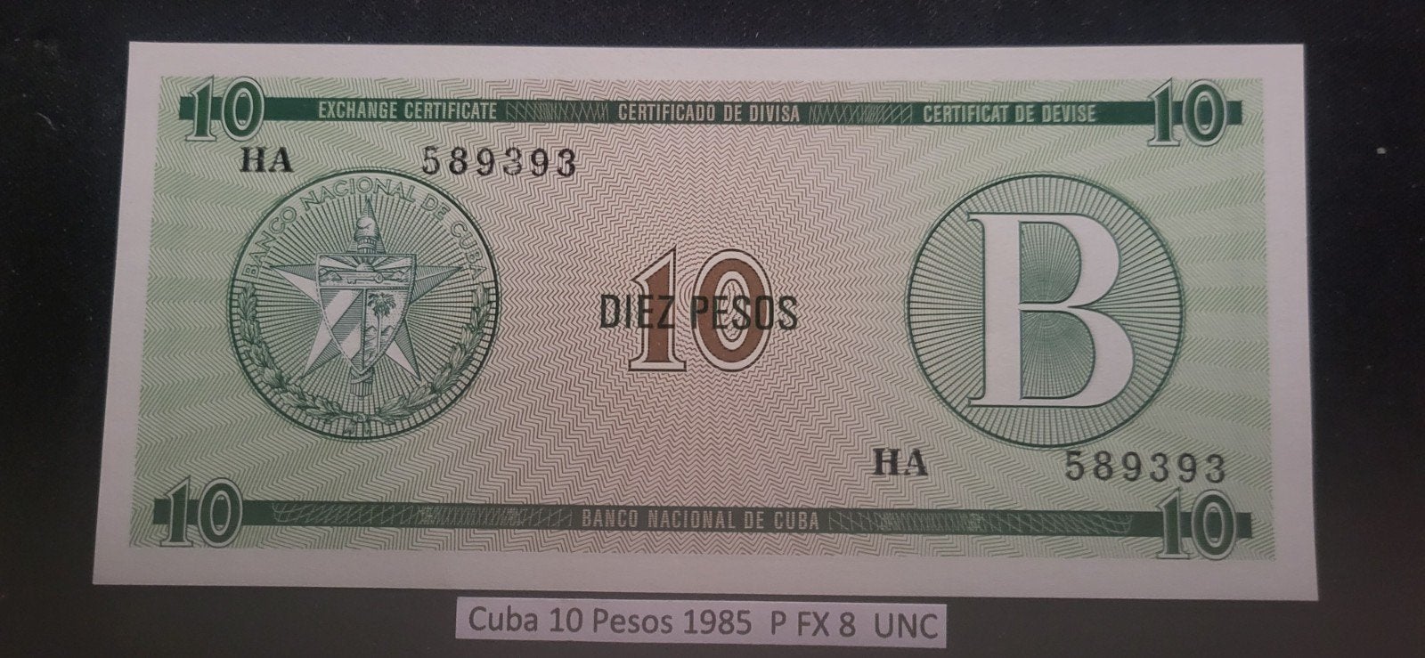 Cuba 10 Pesos 1985 PFX8 UNC, Ophalen of Verzenden