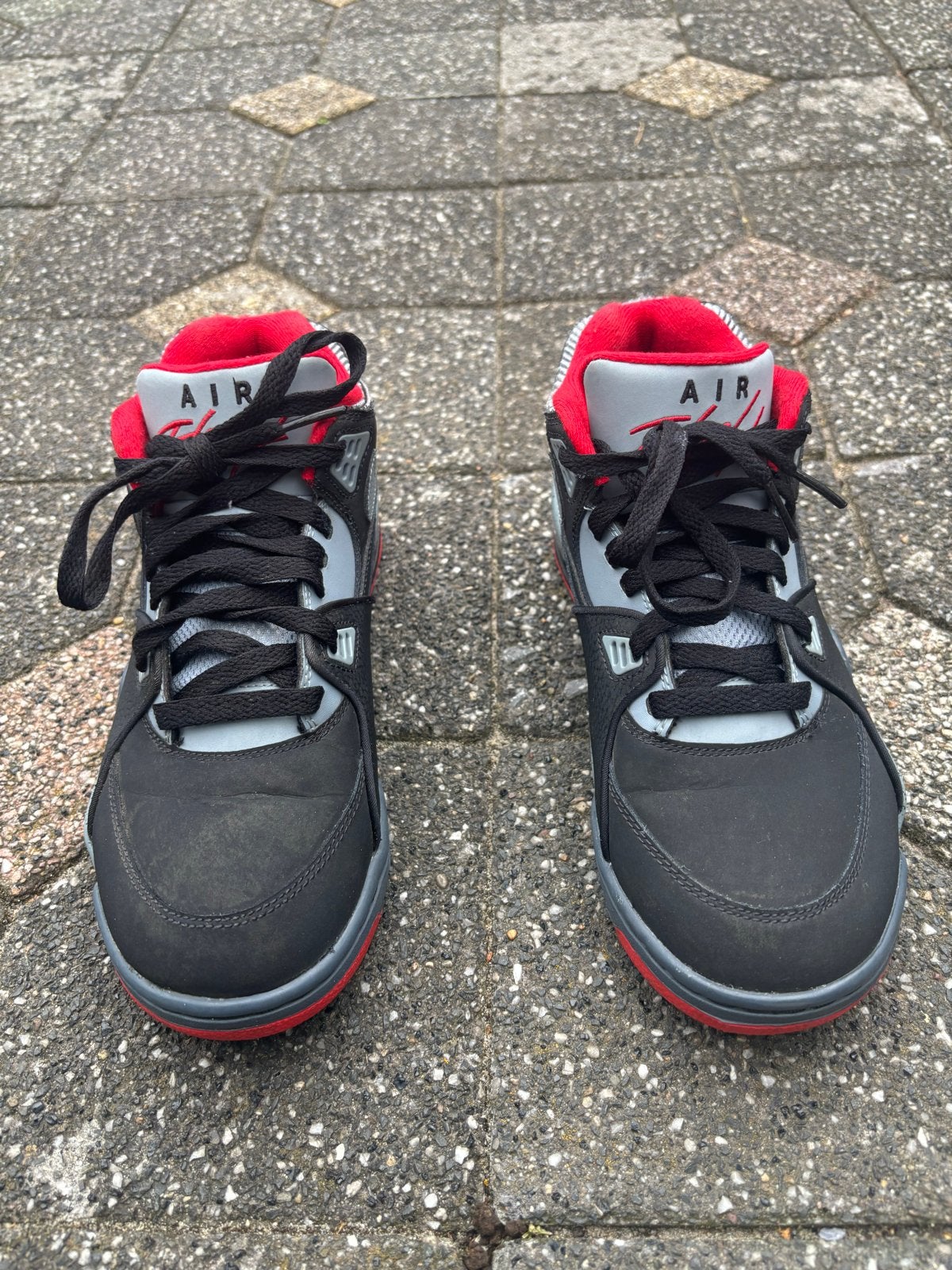 Nike Air Flight Sneakers Zwart/Rood, Ophalen, Gedragen, Zwart, Sneakers of Gympen