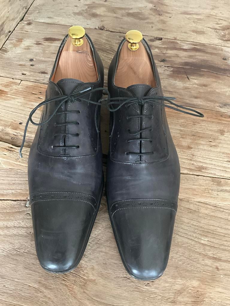 Santoni nette schoenen maat 8,5 grijs/zwart, Kleding | Heren, Schoenen, Ophalen of Verzenden, Gedragen, Zwart, Veterschoenen