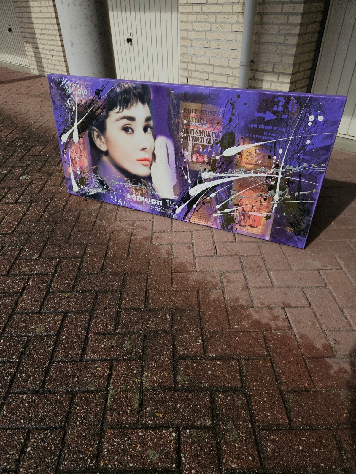 Audrey Hepburn Print op Doek - 140x65cm, Ophalen of Verzenden