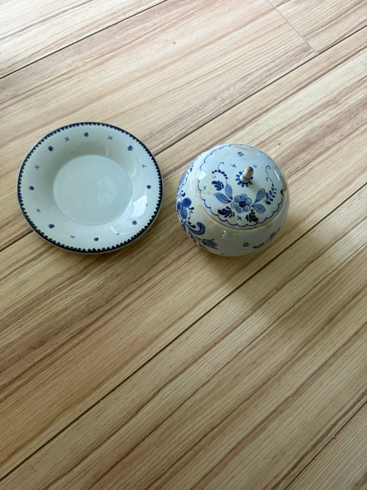 Authentieke Schoonhoven Delfts Blauwe Jam Suikerpot Schotelt, Antiek en Kunst, Ophalen