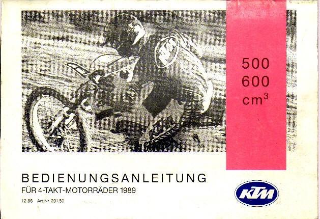 KTM Bedienungsanleitung 1989 4-Takt 500 - 600 cc (4108z), Motoren, Ophalen of Verzenden, Overige merken