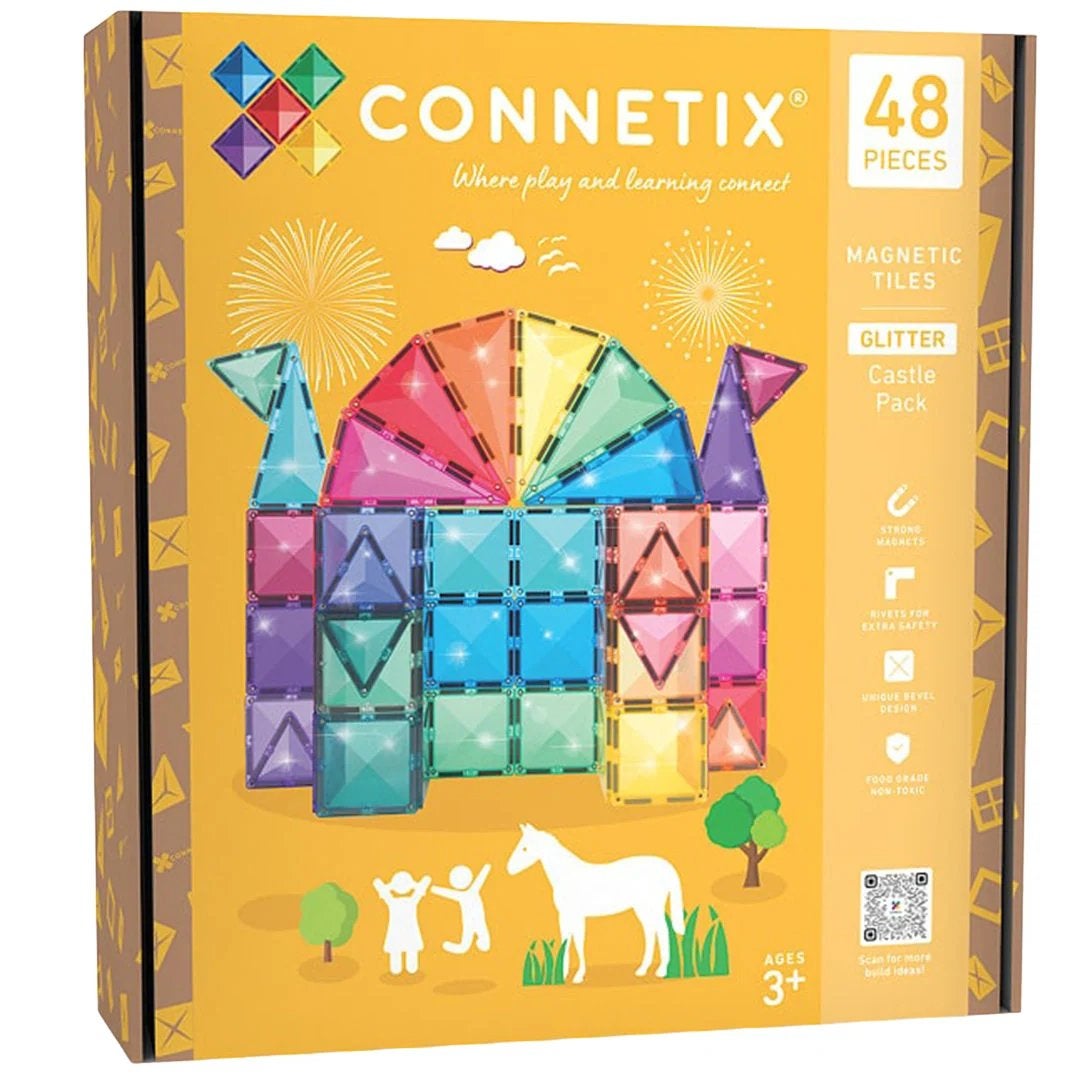 Connetix Glitter Kasteel Pakket - 48 Magnetische Tegels, Ophalen of Verzenden, Nieuw, Overige merken