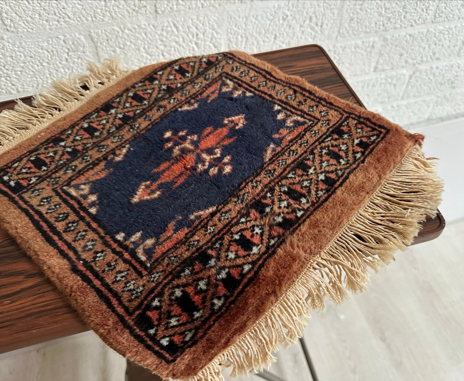 Authentiek Perzisch tapijtje - Handgeknoopt, Huis en Inrichting, Stoffering | Tapijten en Kleden, Minder dan 50 cm, Gebruikt, Blauw