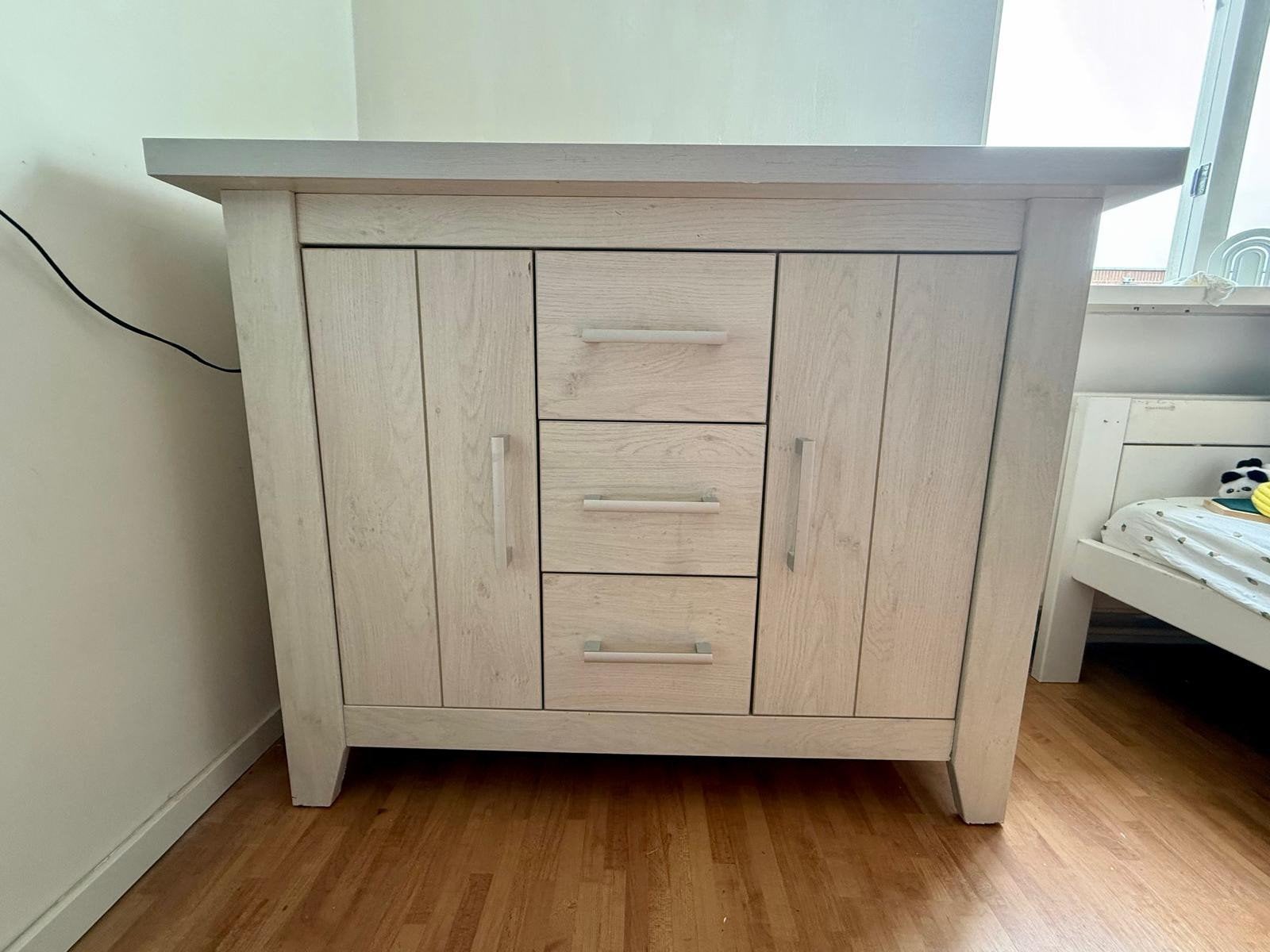 Commode | Licht Eiken/Wit | Met hangplank, Ophalen, Gebruikt, 50 tot 75 cm, 100 tot 150 cm