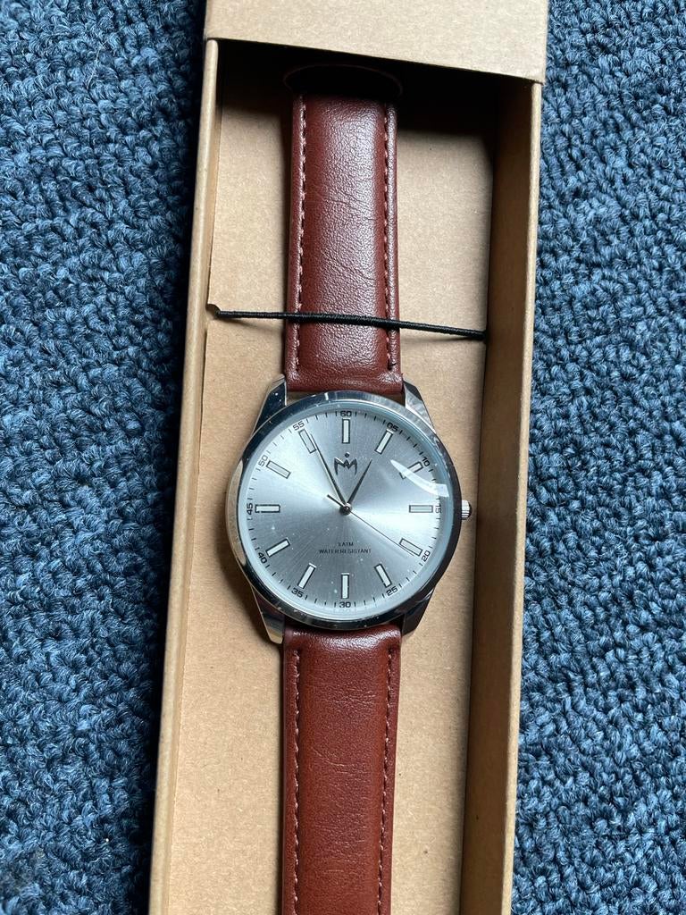 Nieuw Heren Polshorloge, Sieraden, Tassen en Uiterlijk, Horloges | Heren, Overige merken, Leer, Staal, Polshorloge
