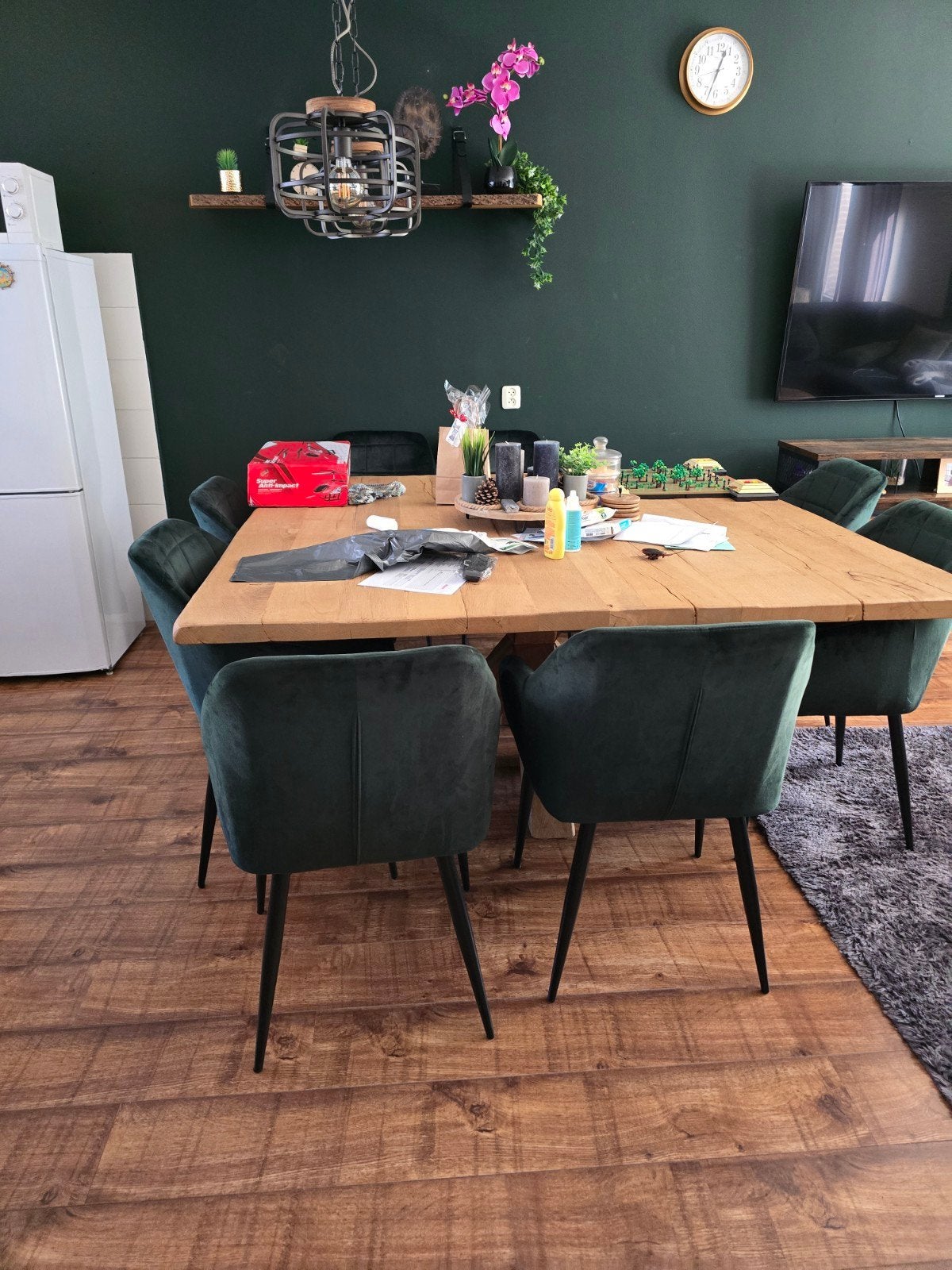 massief Eiken houten eettafel, Huis en Inrichting, Ophalen, 150 tot 200 cm, Zo goed als nieuw, Vijf personen of meer