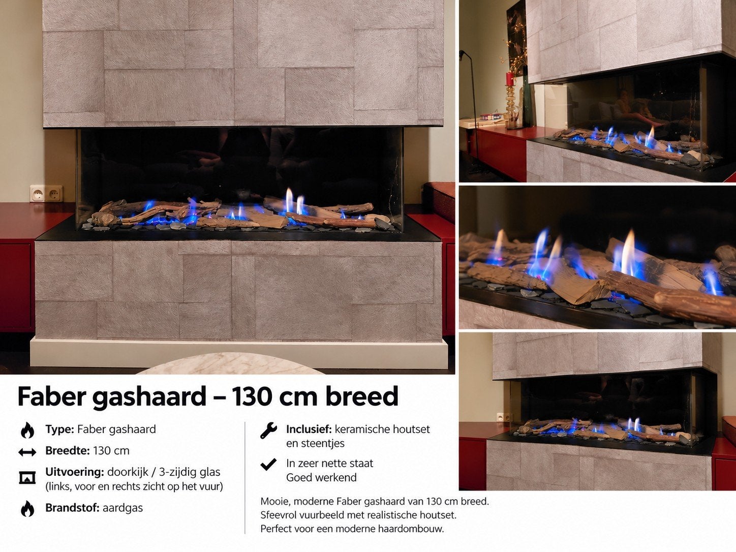Faber gashaard - 130 cm breed, Ophalen, Zwart, Zo goed als nieuw, Metaal