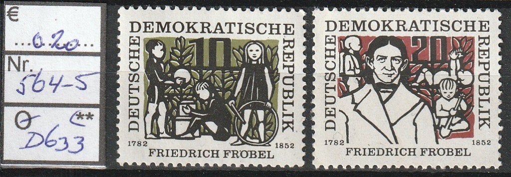 DDR Fröbel Michel 564-5 Nr.D633p, Verzenden, DDR, Postfris