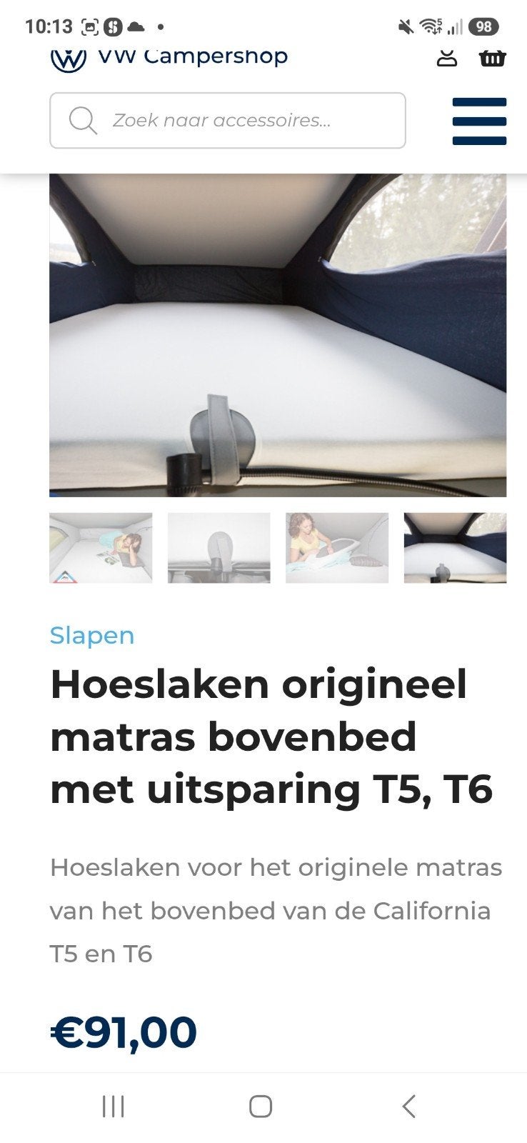 Hoeslaken origineel matras bovenbed T5, T6, Ophalen of Verzenden, Zo goed als nieuw