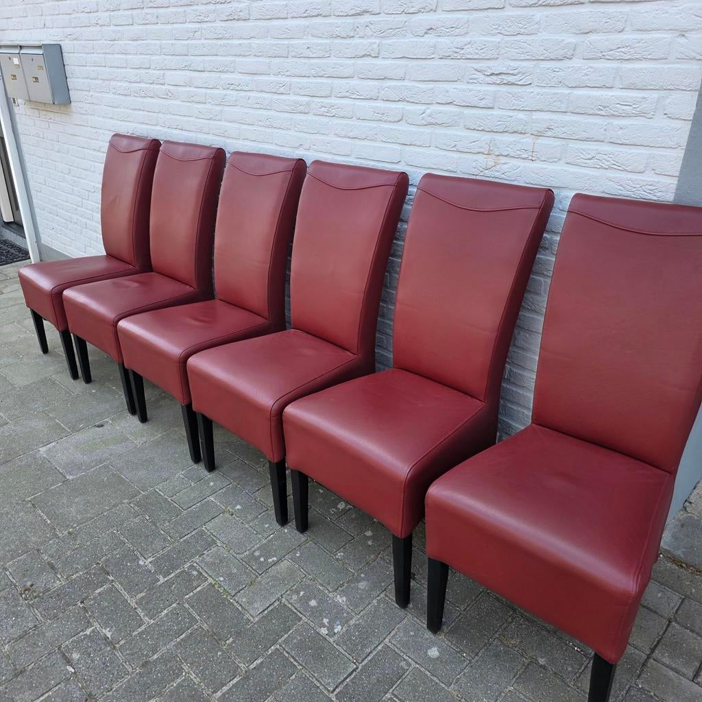 6x bordeau rode stoelen, Ophalen of Verzenden, Zo goed als nieuw, Rood, Vijf, Zes of meer stoelen