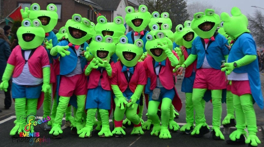 Carnavalspakken Kikkerpak voor groot en klein - ca. 30 stuks, Ophalen, Carnaval, Overige maten, Kleding