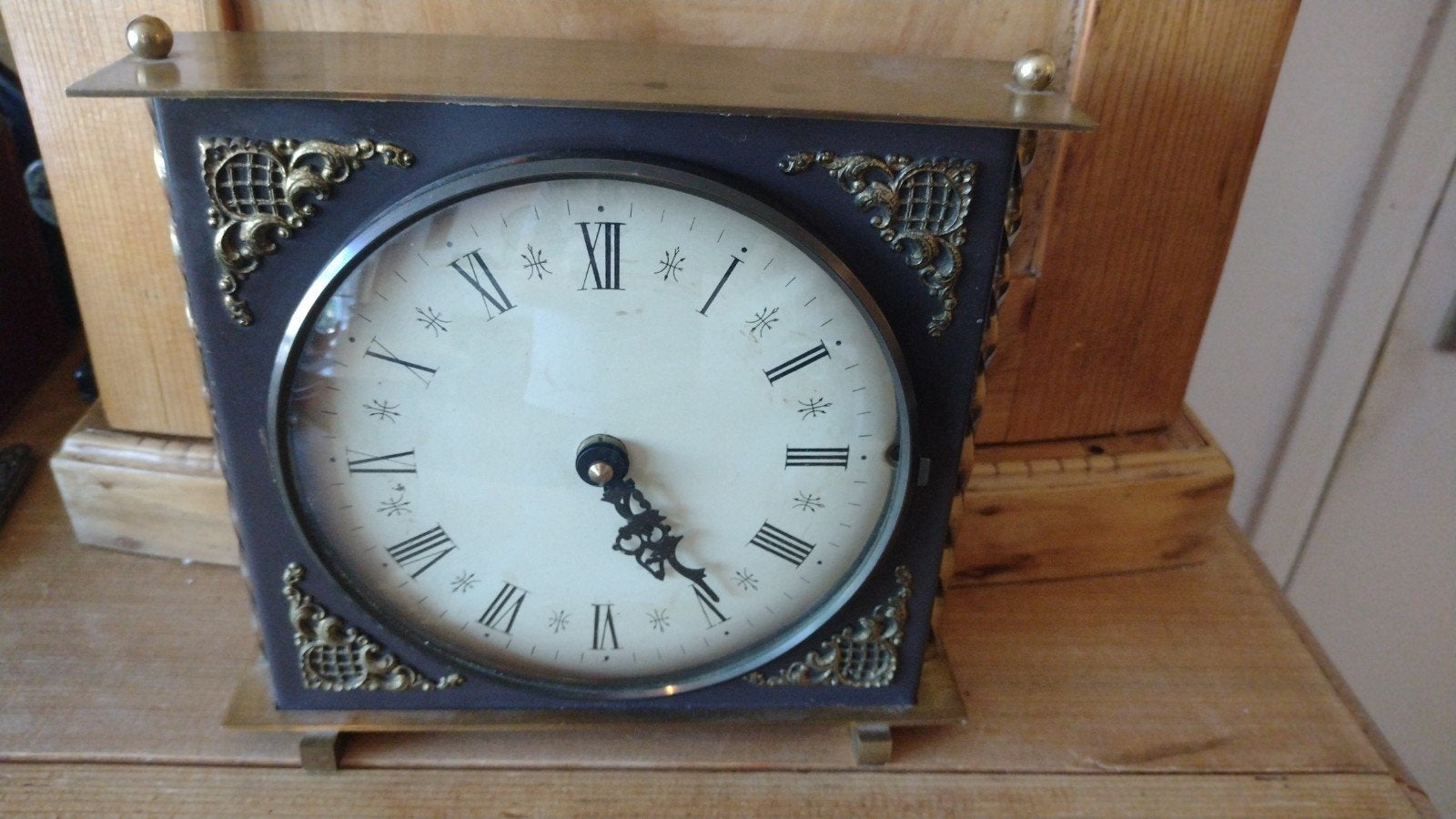 vintage messing tafel klok, Antiek en Kunst, Ophalen of Verzenden