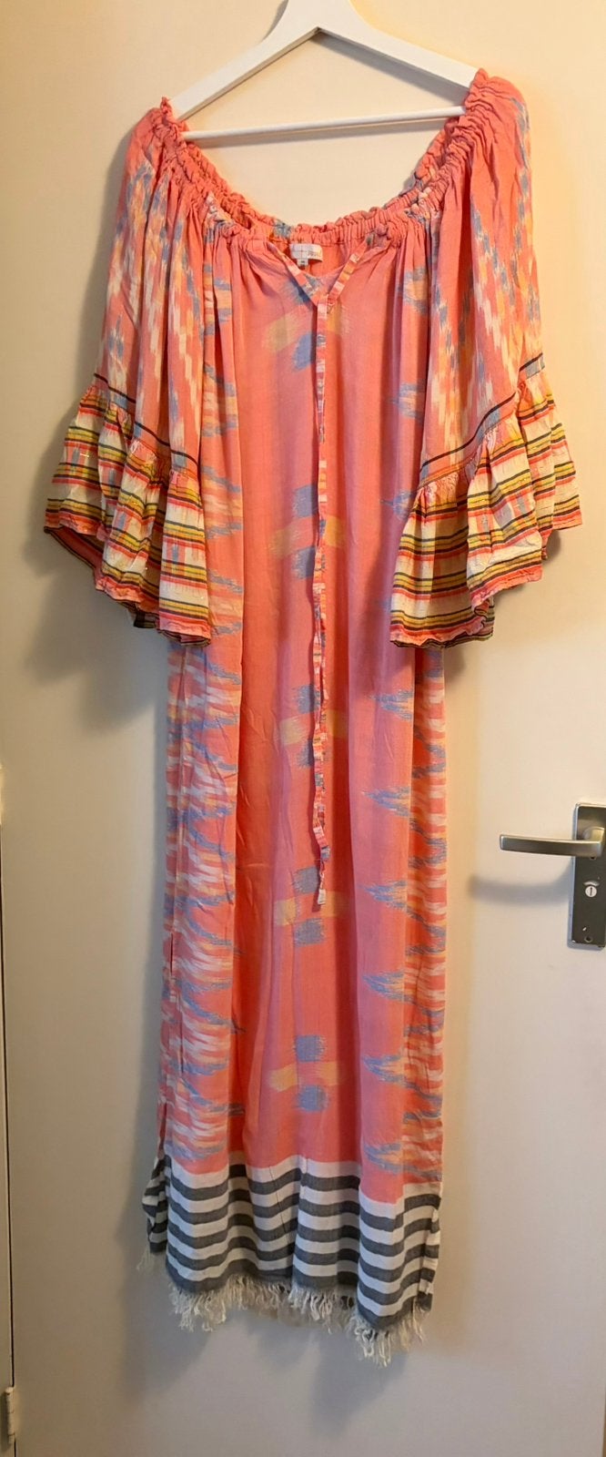Tarifa soul boho ibiza  zomerjurk  coral katoen 1 mt tm L, Kleding | Dames, Verzenden, Nieuw, Onder de knie