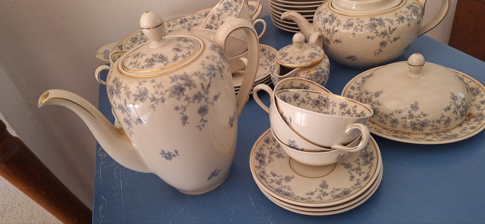 Vintage blue Garland servies uit de jaren '50 - staat in He, Ophalen