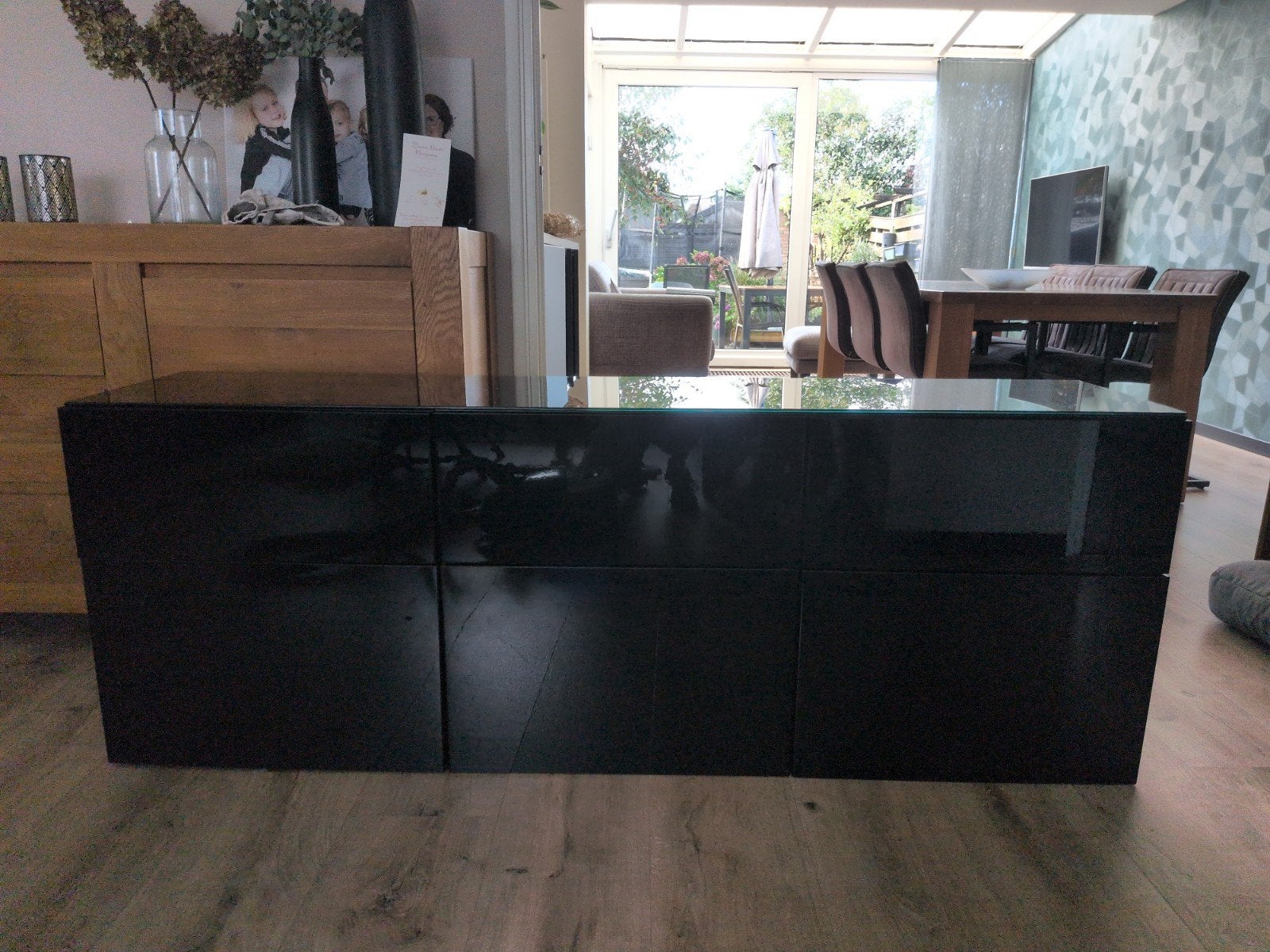 ikea Besta Zwart dressoir / tv meubel met lades, Ophalen, Gebruikt, Met lade(s), 150 tot 200 cm