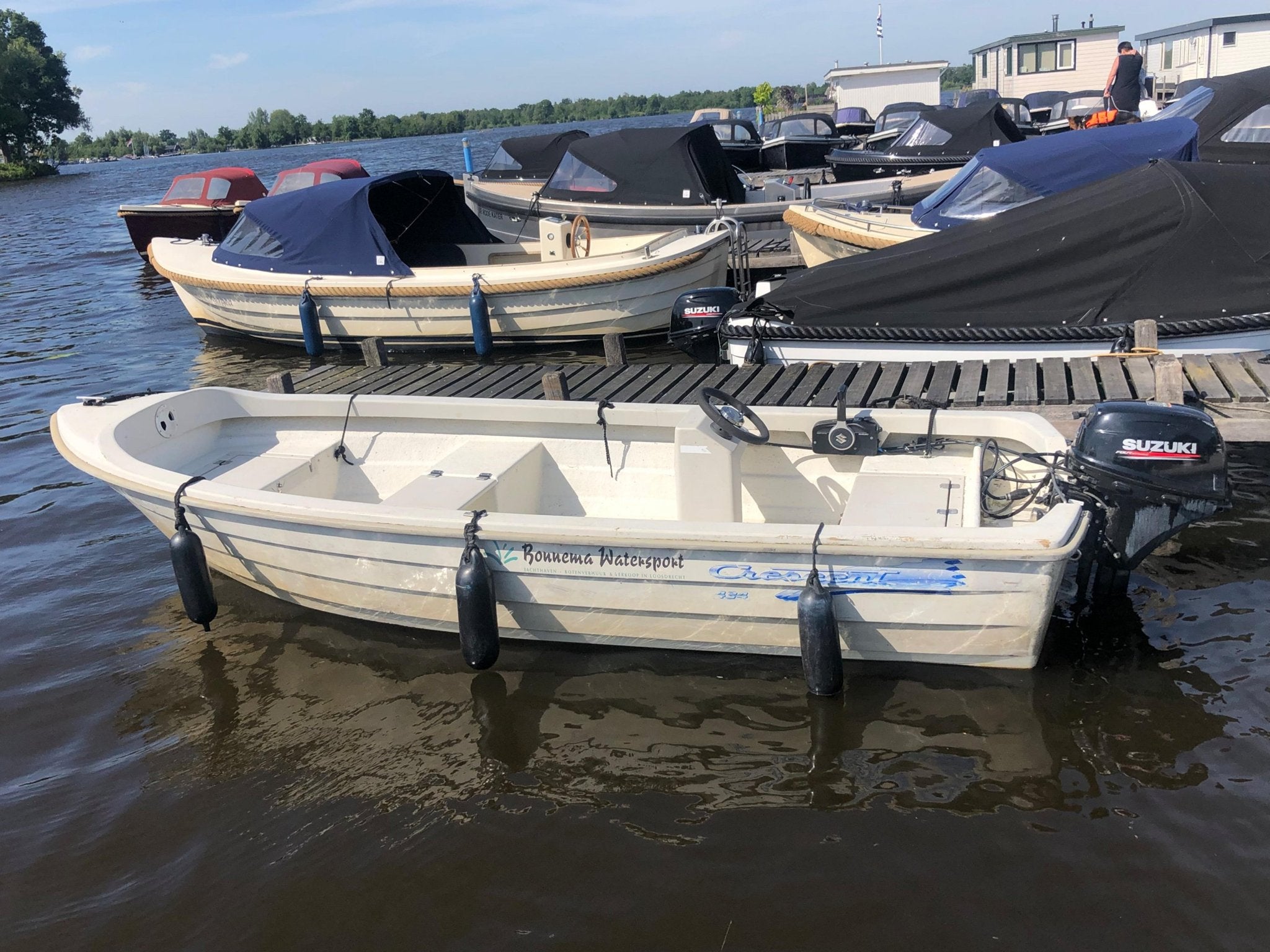 Crescent 434 motorboot met stuur, Watersport en Boten, Vis- en Consoleboten, 50 cm, Overige merken, Gebruikt, 4 m