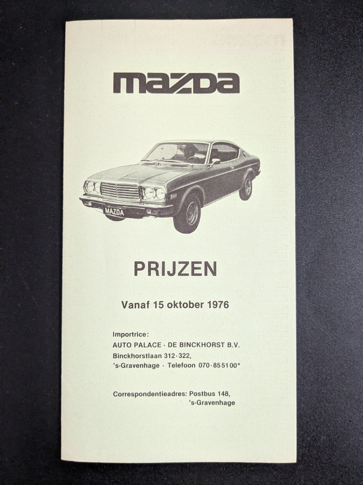 Prijslijst Mazda 1976, Ophalen of Verzenden, Zo goed als nieuw, Mazda
