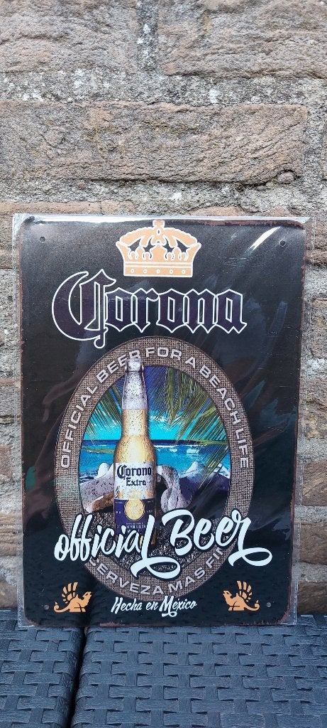 Metalen reclamebord Corona (nr19), Ophalen of Verzenden, Nieuw, Reclamebord, Plaat of Schild, Overige merken