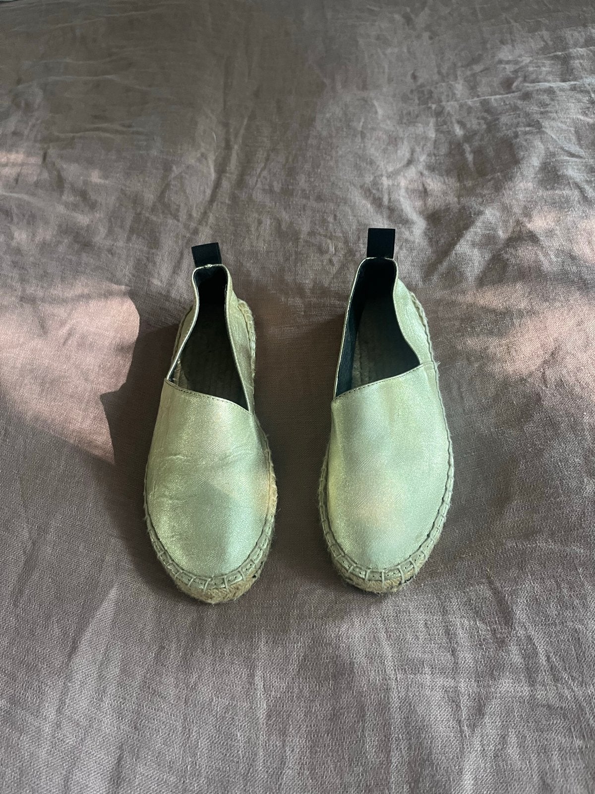 Gouden espadrilles maat 37, Ophalen of Verzenden, Gedragen, Overige kleuren, Espadrilles of Moccasins