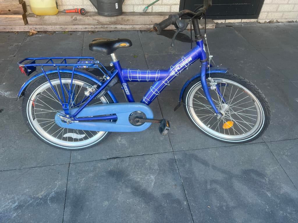 Blauwe kinderfiets Loekie Explorer 20 inch, Terugtraprem, Gebruikt, Ophalen of Verzenden, Handrem
