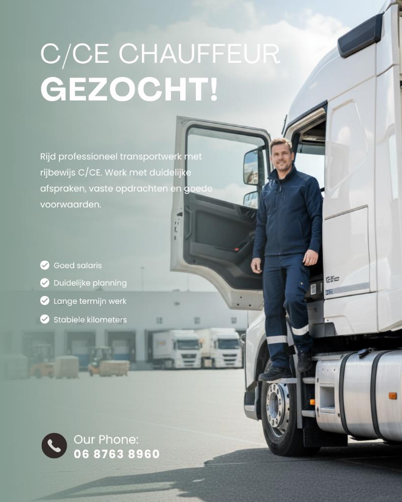 C/CE chauffeur gezocht Friesland!, Vacatures, Vacatures | Chauffeurs, 33 - 40 uur, Overige niveaus, Vanaf 1 jaar, Overige vormen