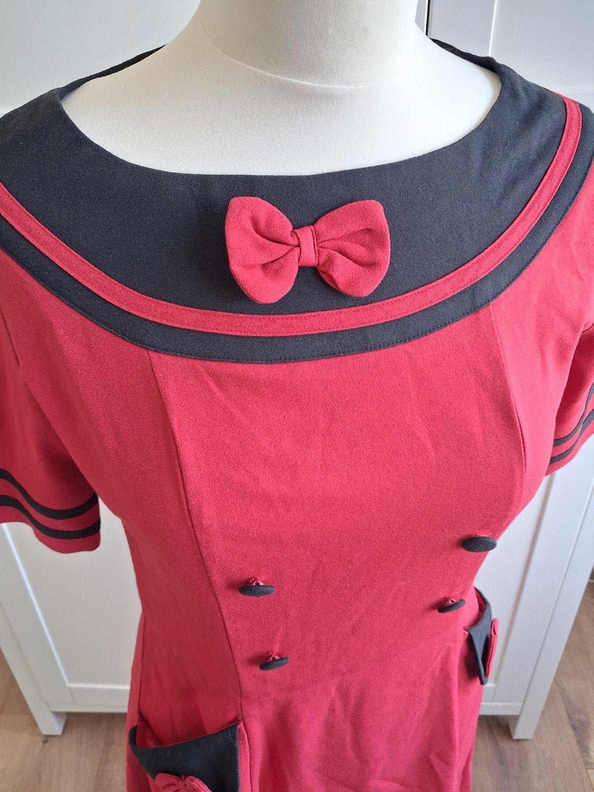 Rode retro jurk, Kleding | Dames, Jurken, Ophalen of Verzenden, Knielengte, Maat 36 (S), Rood
