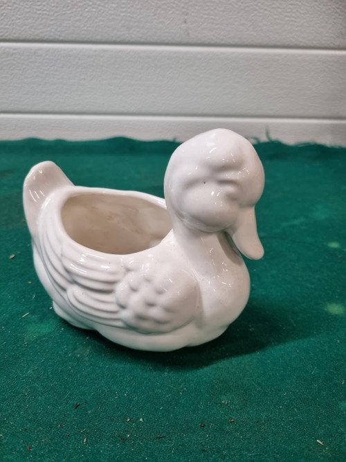 bloempot eend vintage wit aardewerk, Ophalen of Verzenden, 'T Olde Gre-j, Info@toldegrej.nl, Endepoelstraat 20f Didam