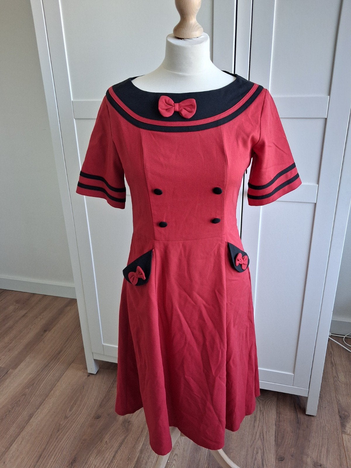 Rode retro jurk, Kleding | Dames, Jurken, Ophalen of Verzenden, Knielengte, Maat 36 (S), Rood