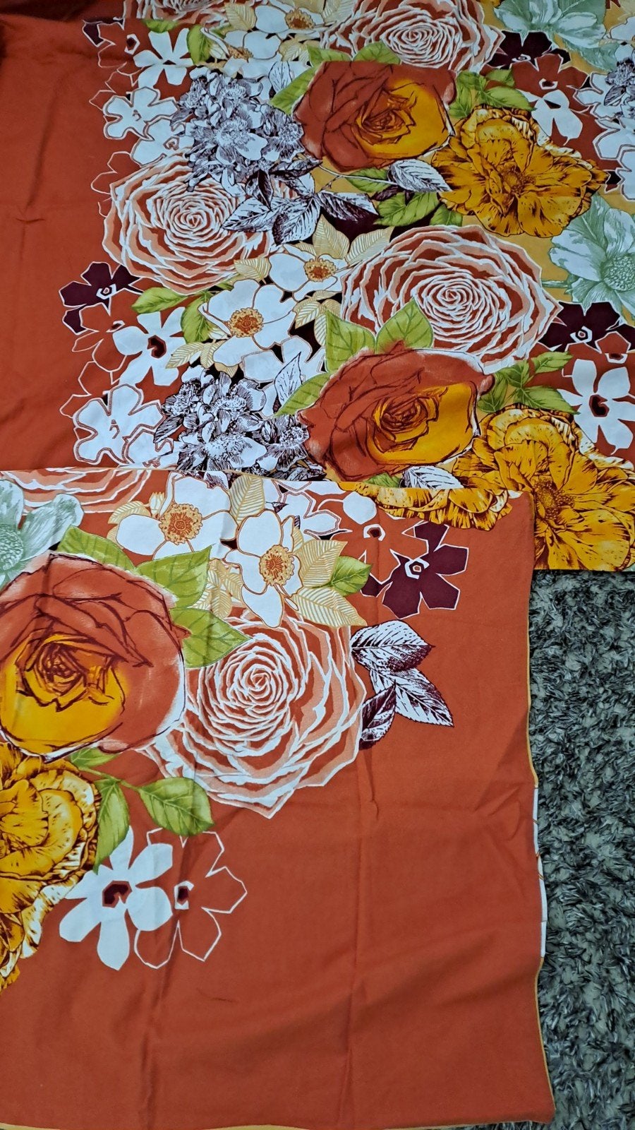 Dekbedovertrek met bloemenprint - Oranje/Meerkleurig, Ophalen, Tweepersoons, Dekbedovertrek