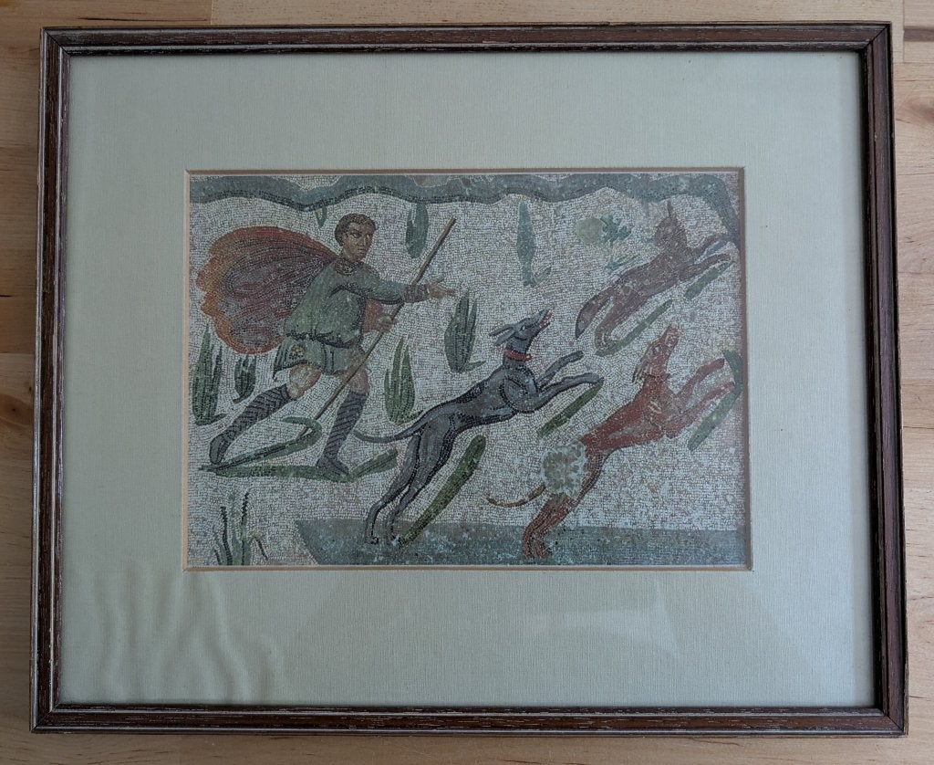 Ingelijste printje windhonden, greyhounds, jacht, Ophalen, Minder dan 50 cm, Gebruikt, Print