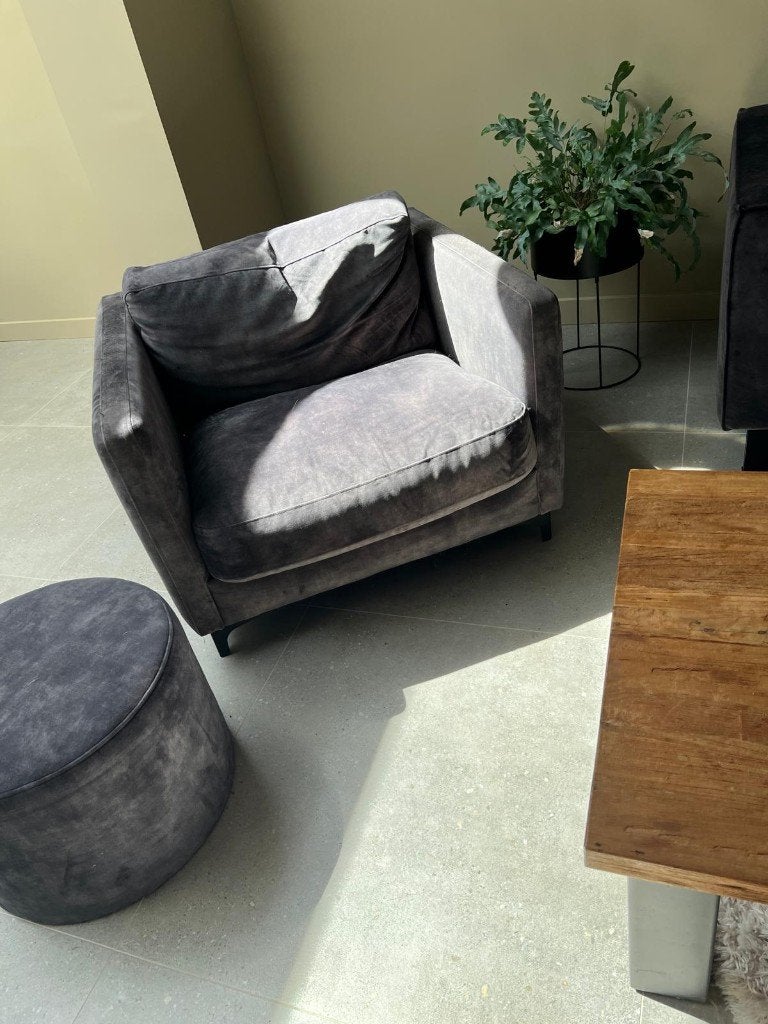 Fauteuil, Huis en Inrichting, Fauteuils, Gebruikt, Metaal, Stof, Overige materialen, 75 tot 100 cm, 75 tot 100 cm, Ophalen