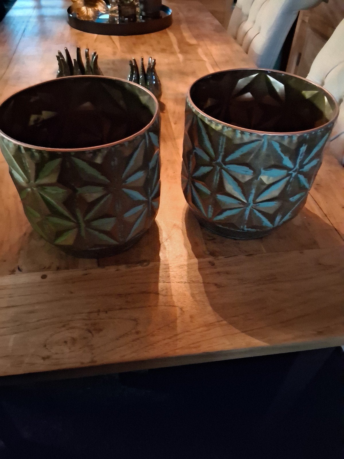 2 Nieuwe goudkleurige bloempotten, Rond, Nieuw, Ophalen of Verzenden, Aardewerk