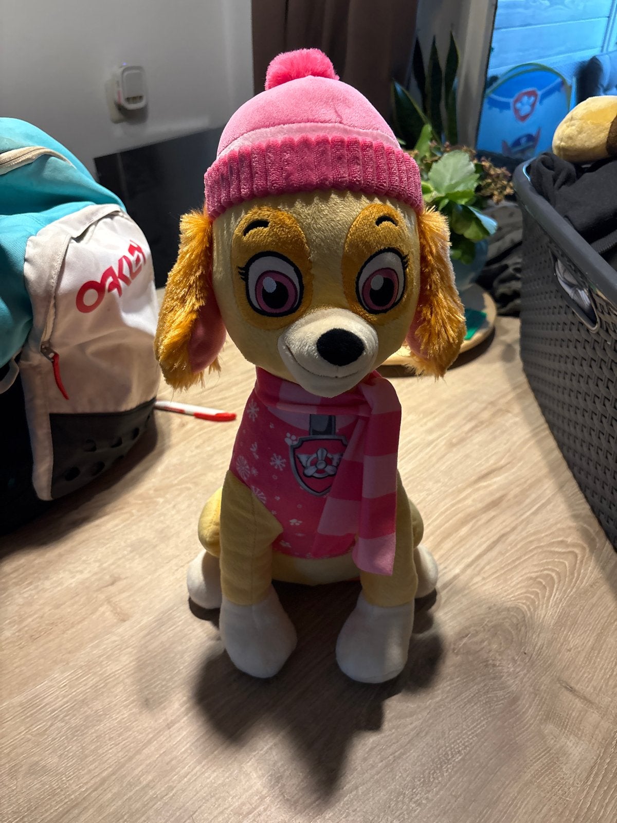 Paw Patrol Skye knuffel met muts en sjaal, Overige merken, Zo goed als nieuw, Middelgroot (20 tot 80 cm), Met kleding of accessoire