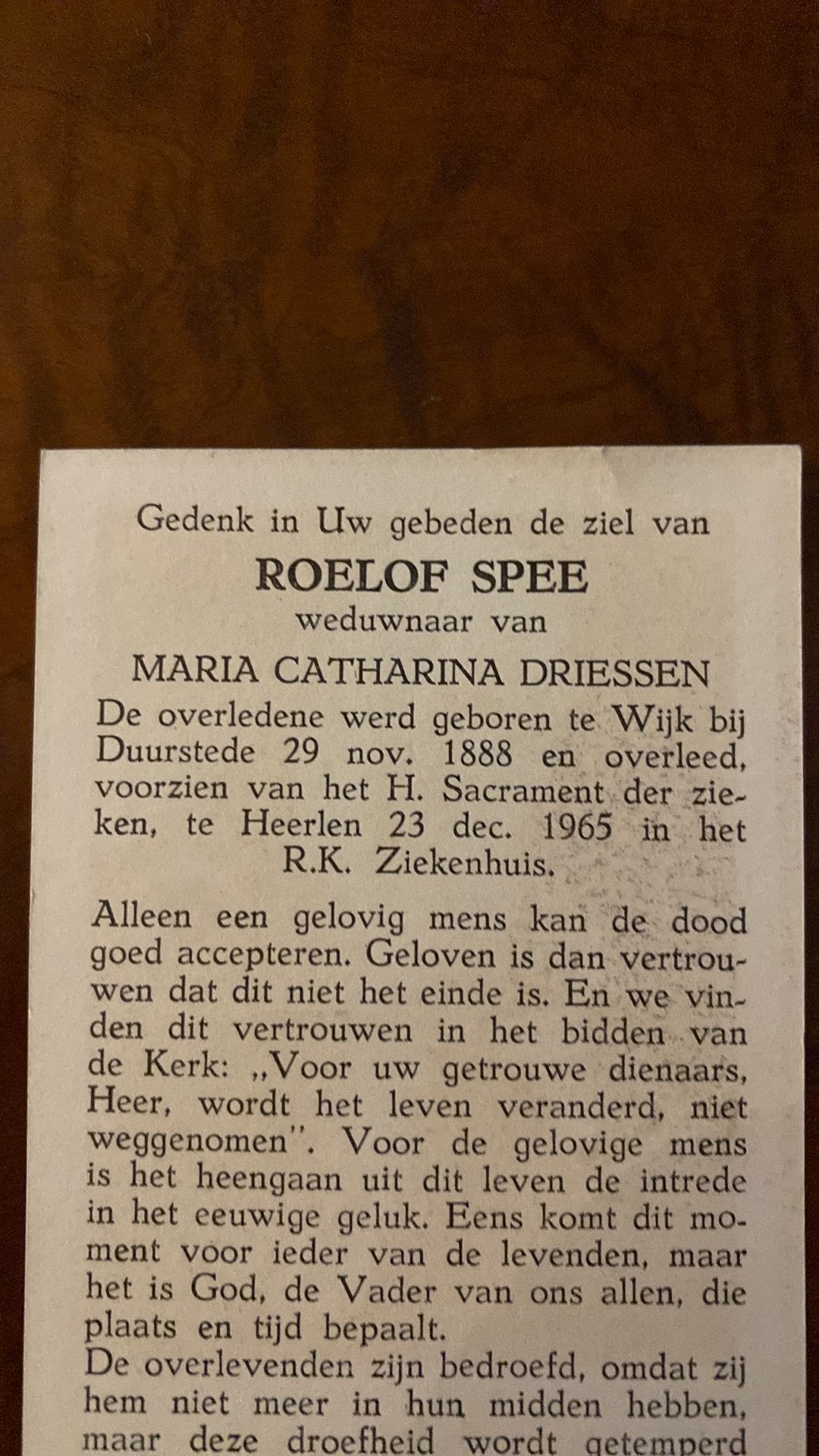 R Spee x Driessen 1888 Wijk bij Duurstede 1965 Heerlen, Ophalen of Verzenden