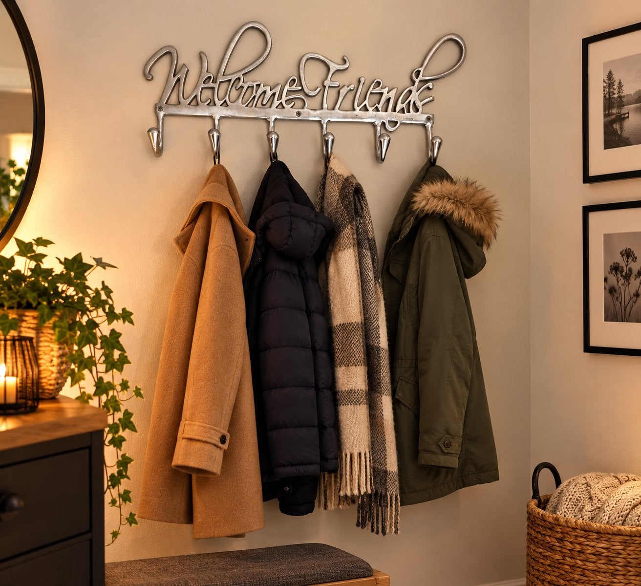 Riviera Maison Kapstok "Welcome Friends" - Aluminium, Nieuw, Minder dan 100 cm, Metaal, Ophalen