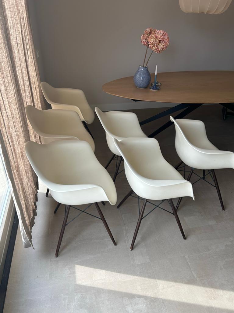 Vitra Eames Armchair origineel - 6 stuks pebble white, Huis en Inrichting, Stoelen, Ophalen, Kunststof, Gebruikt, Wit