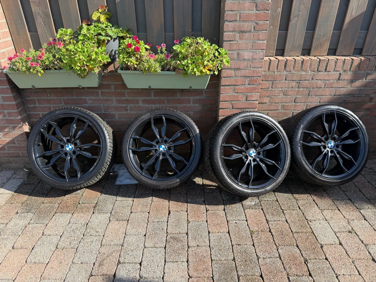 BMW 19 inch velgen met winterbanden (TPMS) 5x112., 19 inch, Gebruikt, 255 mm, Banden en Velgen