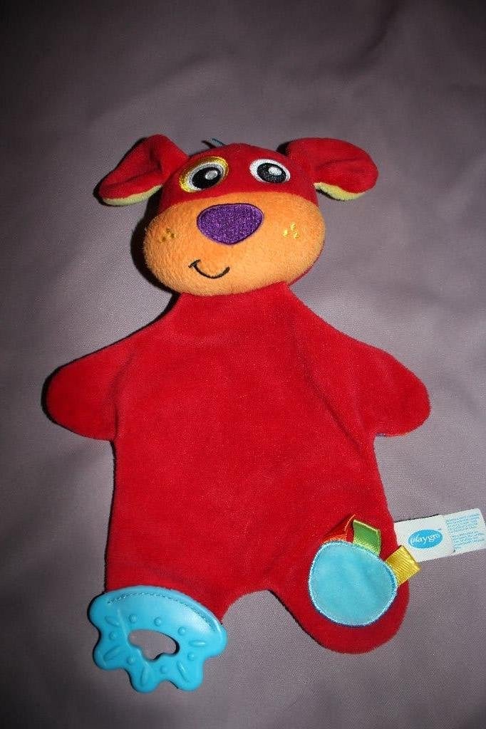 Playgo rode hond knuffeldoekje - 25cm, Gebruikt, Overige merken, Ophalen of Verzenden, Middelgroot (20 tot 80 cm)
