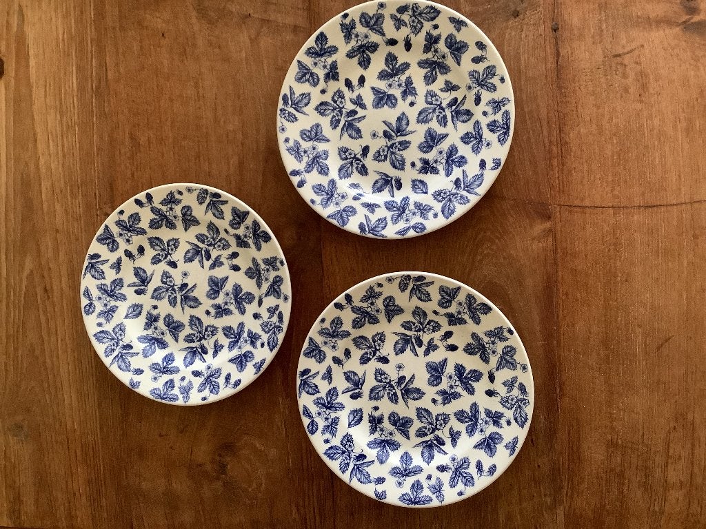 6 bordjes Blue Bramble England, Gebruikt, Overige merken, Ophalen of Verzenden, Bord(en)