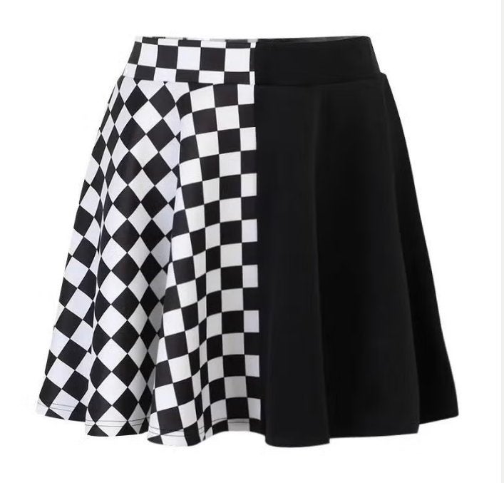 Alt / Gothic Y2k rok blokjespatroon zwart wit - Hog, Kleding | Dames, Zwart, Maat 46/48 (XL) of groter, Ophalen of Verzenden, Zo goed als nieuw