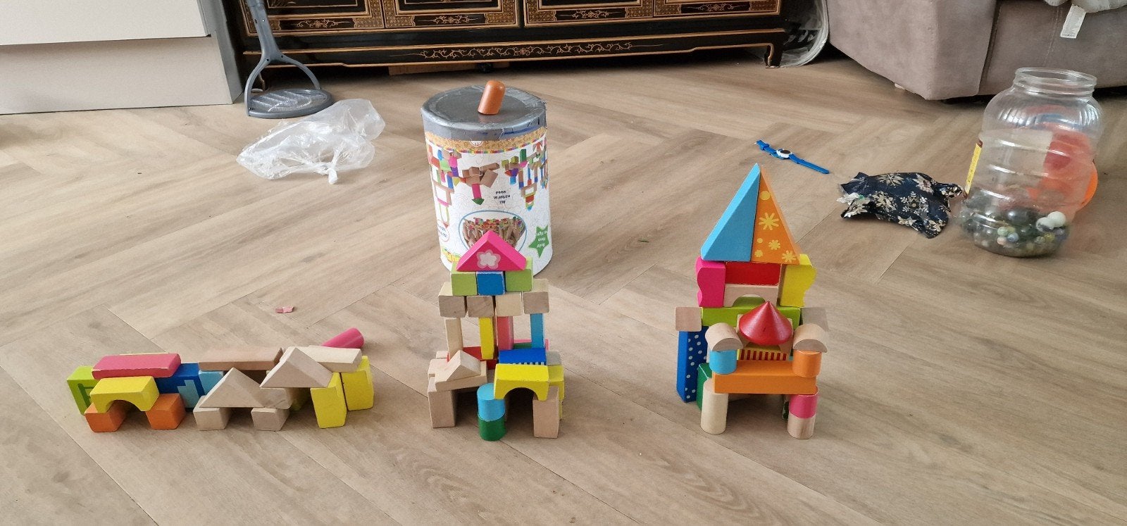 Houten bouwblokken set voor creatief speelplezier, Ophalen of Verzenden, Gebruikt, Overige merken
