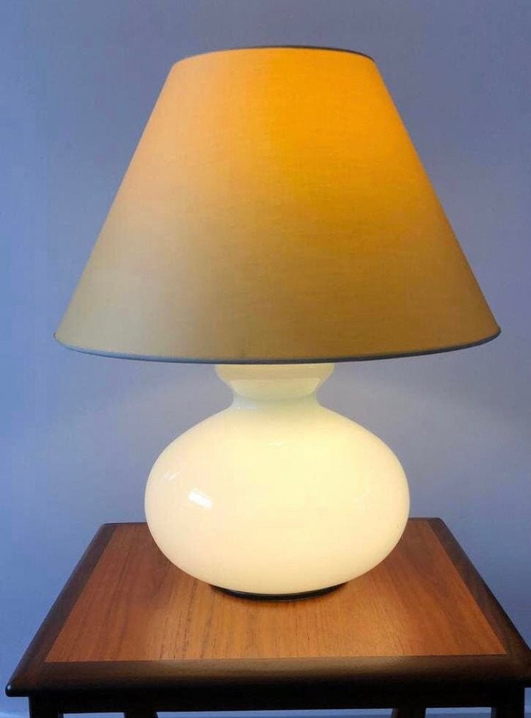Dijkstra Holland tafellamp | jaren 70 | NWST, Huis en Inrichting, Lampen | Tafellampen, Vintage, Wit, Ophalen of Verzenden, Glas