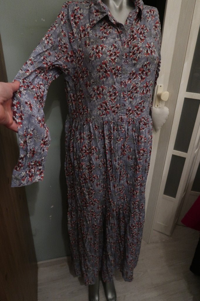 Lollys laundry geweldige design jurk blauwgrijs wit rood m, Maat 38/40 (M), Overige kleuren, Ophalen of Verzenden, Zo goed als nieuw