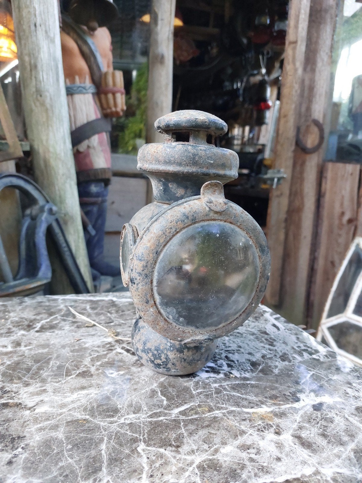 Antieke koplamp voor auto fort- Vintage decoratie, Ophalen of Verzenden