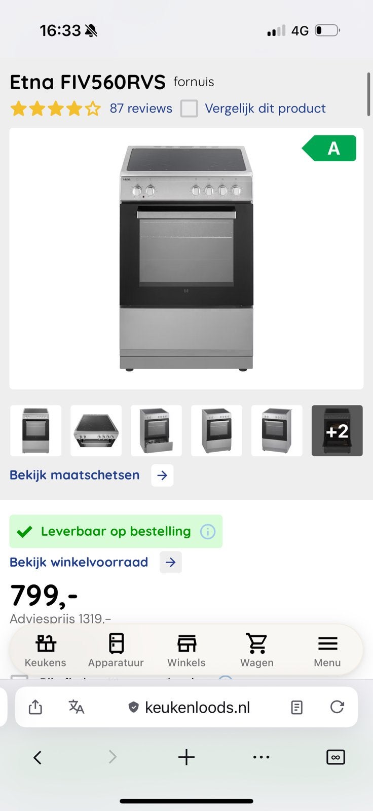 Etna FIV560RVS induftiefornuis + oven ( nieuwstaat ), Witgoed en Apparatuur, Ovens, Ophalen of Verzenden, Zo goed als nieuw