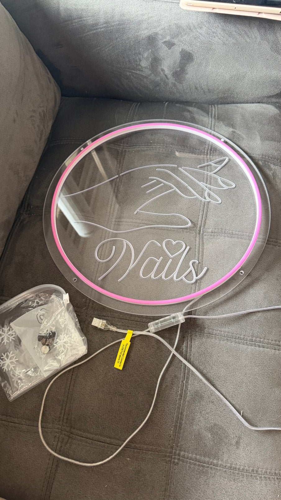 Roze neon lamp voor nagelsalon, Huis en Inrichting, Kunststof, Met schakelaar, Roze, Ophalen of Verzenden