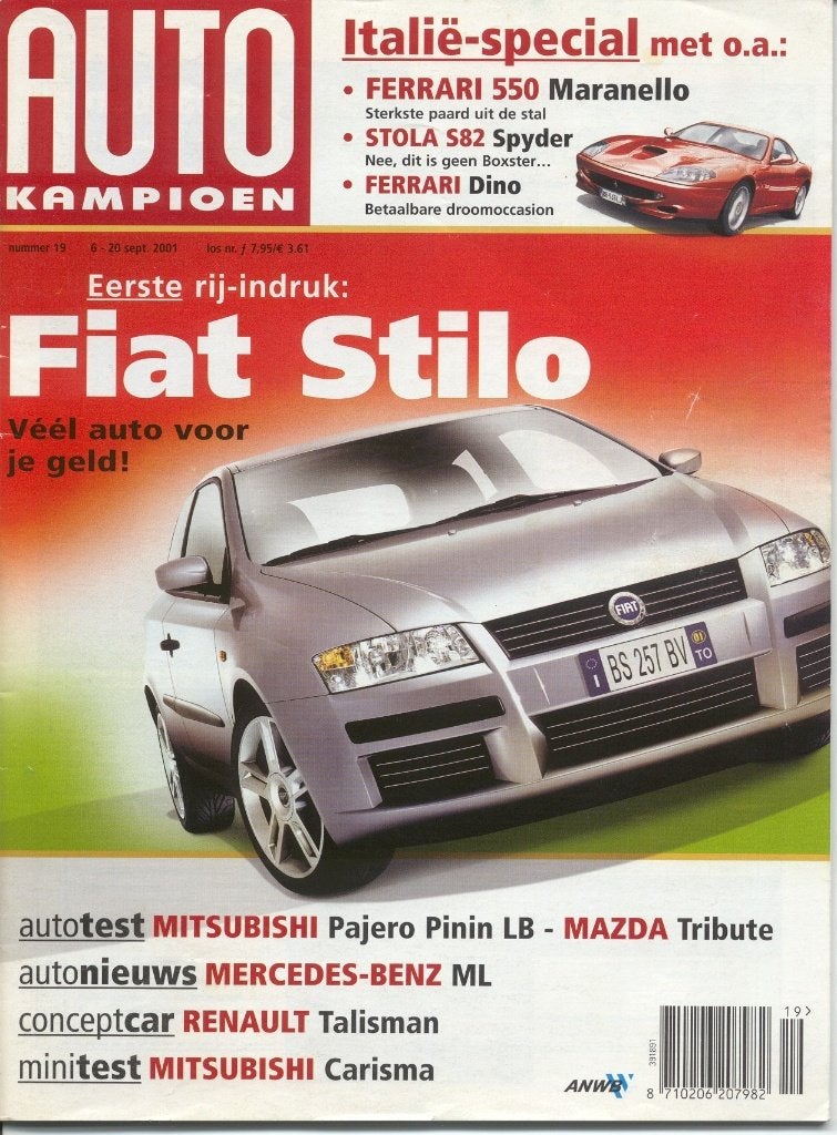 Autokampioen 19 2001 Stilo, ML, Tribute, Talisman, Ferrari, Ophalen of Verzenden, Nieuw, Ferrari