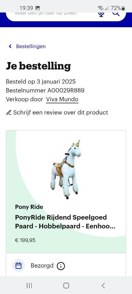Ponyride rijdende Unicorn, Ophalen, Zo goed als nieuw, Overige typen